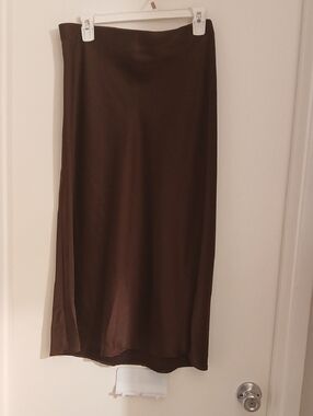 Rachel Zoe Chocolate Brown Maxi Satin Skirt